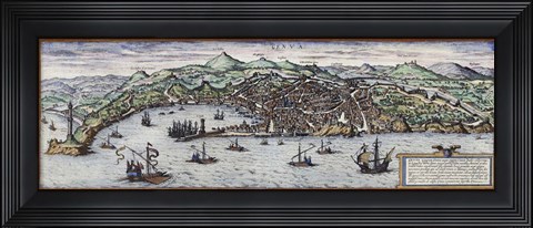 Framed Map Of Geneva Switzerland Around 1600 Print