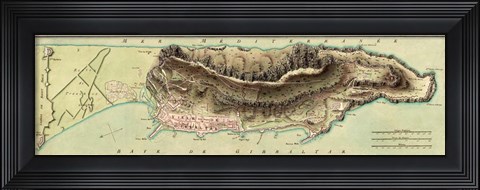 Framed Map Of Gibraltar And Its Fortifications 1799 Print
