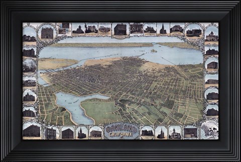 Framed Map Of Oakland California1900 Print