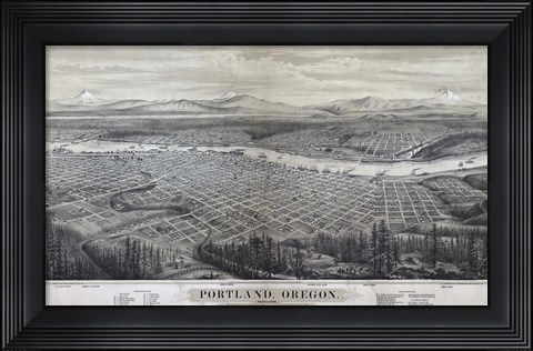 Framed Map Of Portland Oregon 1879 Print