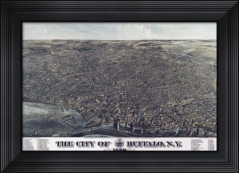 Framed Map Of The City Of Buffalo Ny 1880 Print