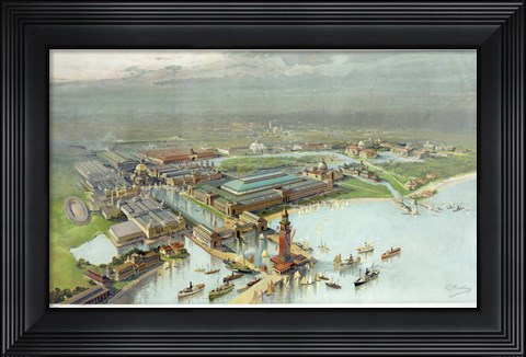 Framed Official Birdseye View World's Columbian Exposition, Chicago 1893 Print