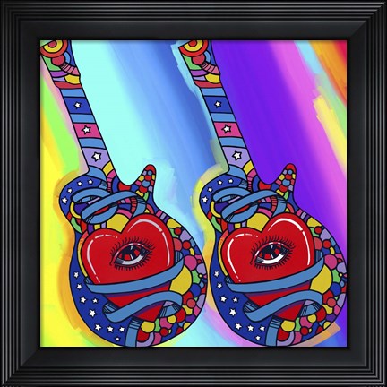 Framed Guitars Heart Eye Print