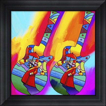 Framed Guitars Umbrella Man Print