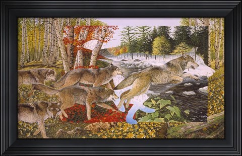 Framed Seasons Of The Wolf Print