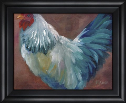 Framed Blue Rooster Print