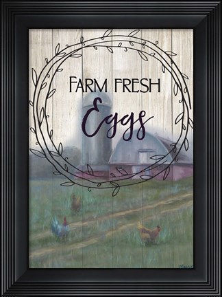 Framed Farm Fresh Eggs Circle Print