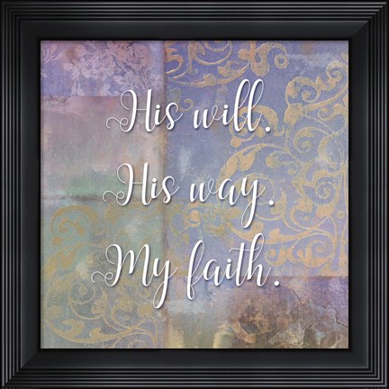 Framed Damask Faith I Print