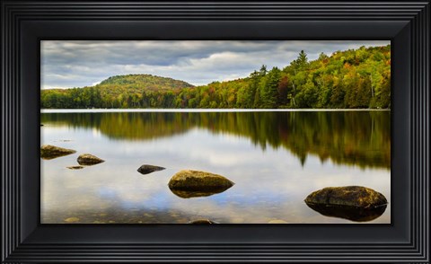 Framed Fall Reflection On Ricker Pond Print