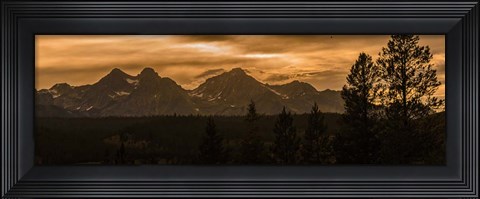 Framed Sunset In The Sawtooth Mountains Print