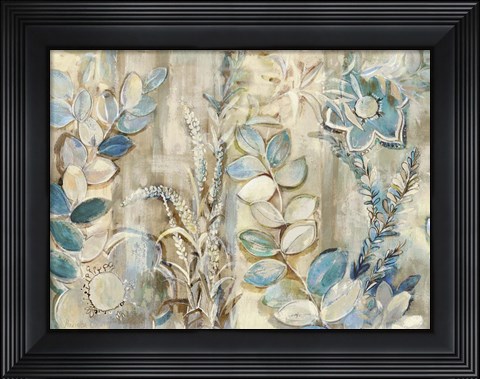 Framed Aqua Leaves Print