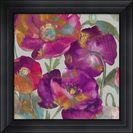 Framed Poppies From My Window Crop2 Print