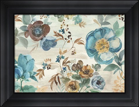Framed Turquoise Floral Print