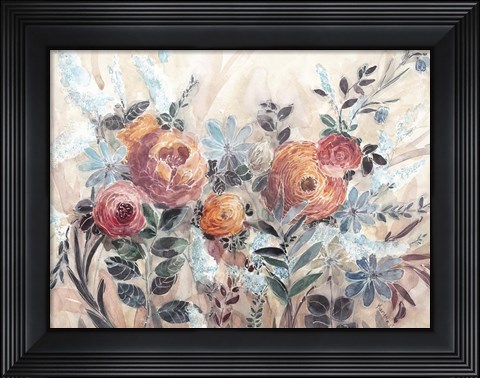 Framed White Line Floral Print
