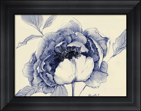 Framed Indigo Peony Print