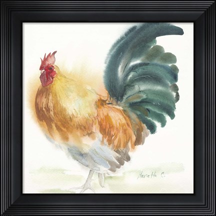 Framed Orange Rooster Print