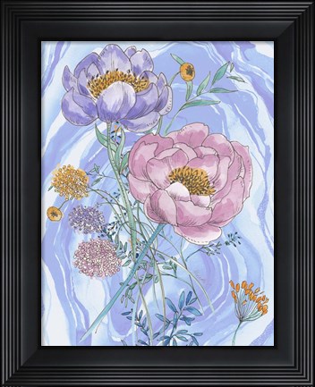 Framed Black Line And Watercolor 2 Print