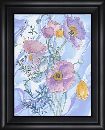 Framed Black Line And Watercolor 3 Print