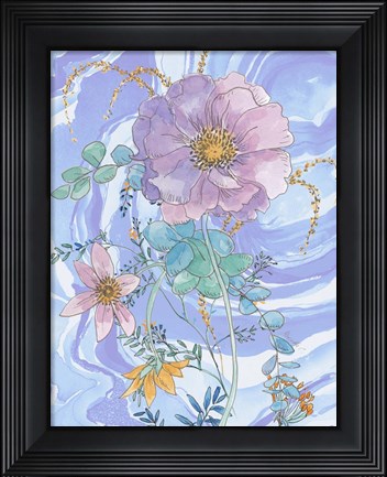 Framed Black Line And Watercolor 4 Print