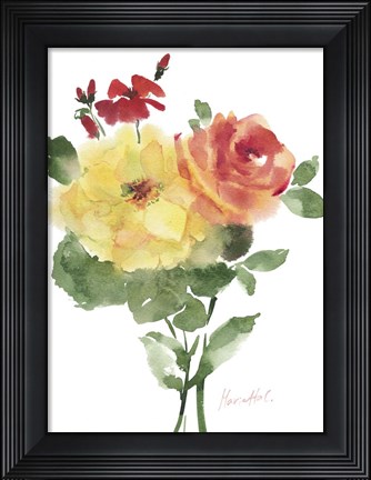 Framed Roses Bogonvilia 1 Print