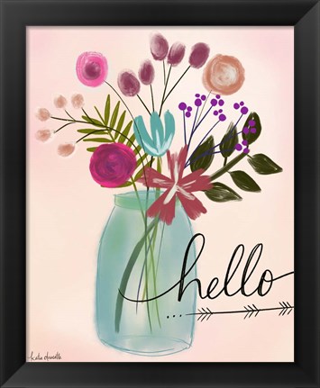 Framed Hello Floral Bouquet Print