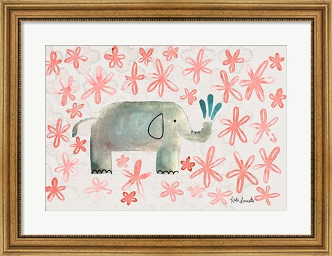 Framed Floral Elephant Print