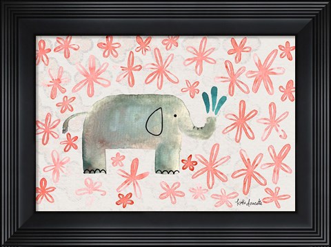 Framed Floral Elephant Print