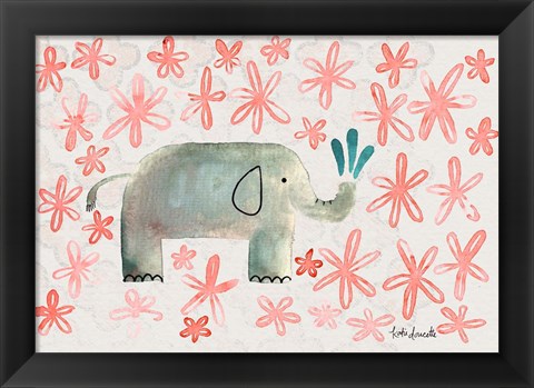 Framed Floral Elephant Print