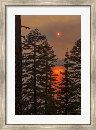 Framed Smokey Sunset - Crater Lake Print