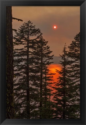 Framed Smokey Sunset - Crater Lake Print