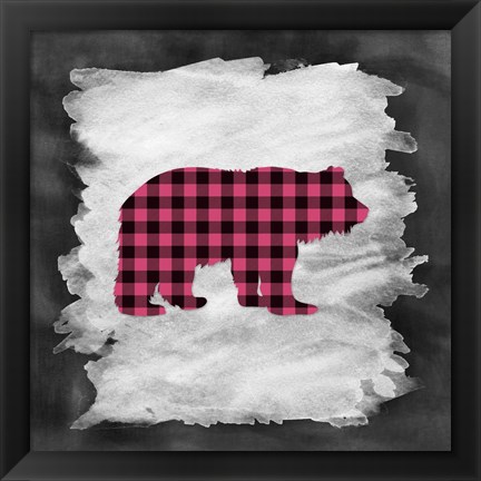 Framed Pink Plaid Bear Print