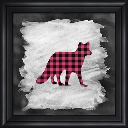 Framed Pink Plaid Fox Print