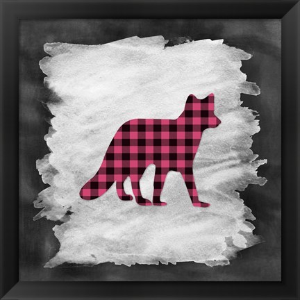 Framed Pink Plaid Fox Print