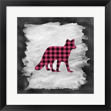 Framed Pink Plaid Fox Print