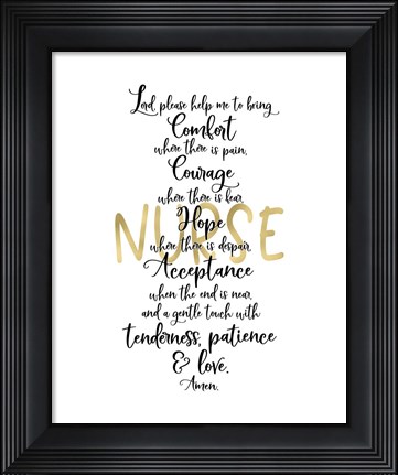 Framed Nurse Prayer Print