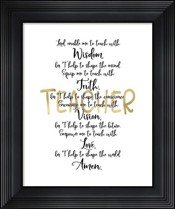 Framed Teacher Prayer Print