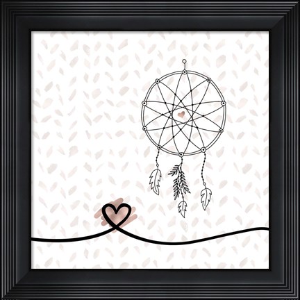 Framed Dream Catcher Hearts and Pattern Print