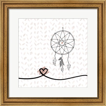 Framed Dream Catcher Hearts and Pattern Print