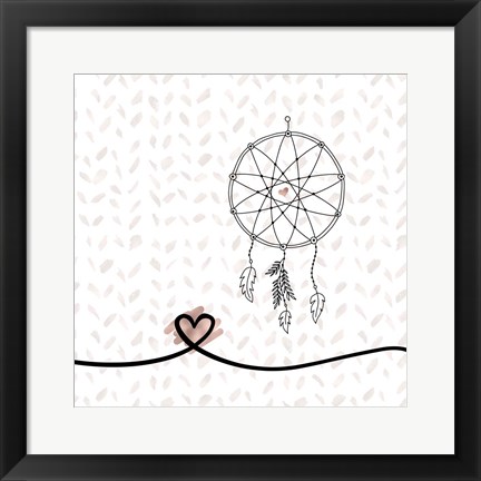 Framed Dream Catcher Hearts and Pattern Print