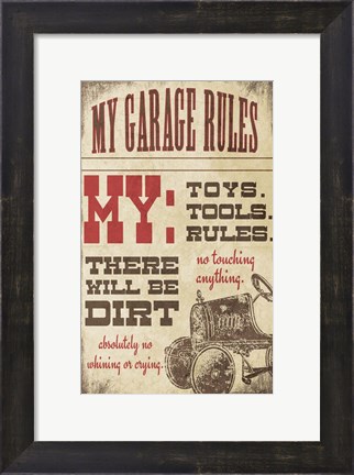Framed My Garage Rules Print