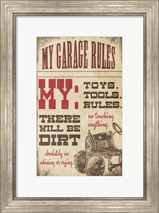 Framed My Garage Rules Print