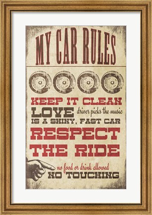 Framed My Car Rules Print