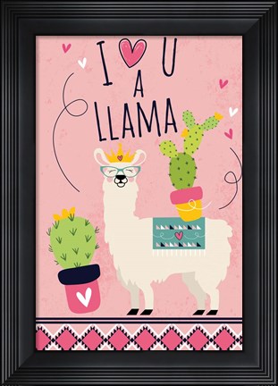 Framed I Love You a Llama Print
