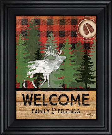Framed Cabin Welcome Plaid I Print