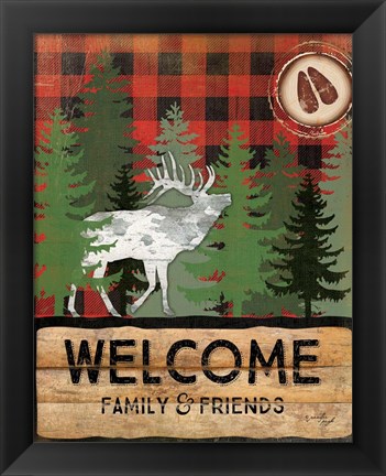 Framed Cabin Welcome Plaid I Print