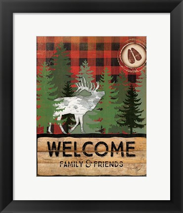Framed Cabin Welcome Plaid I Print