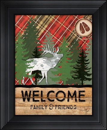 Framed Cabin Welcome Plaid II Print