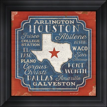 Framed Godbless Texas Print