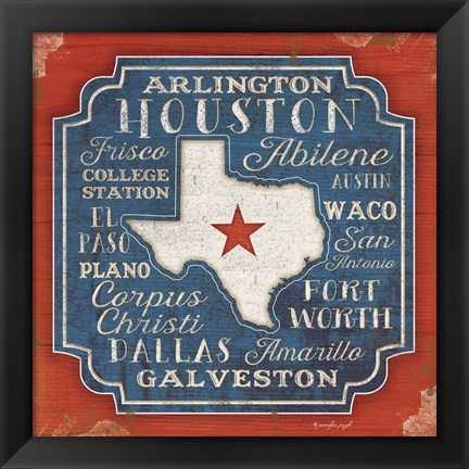 Framed Godbless Texas Print