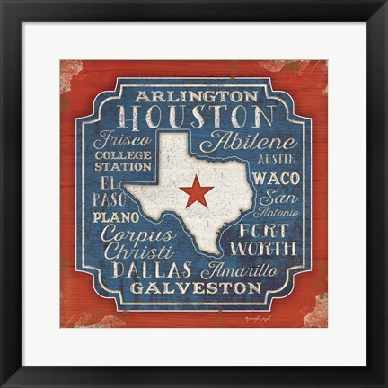 Framed Godbless Texas Print